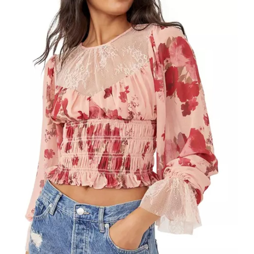 Free People Romantic Combo Daphne Blouse Size Small NWT